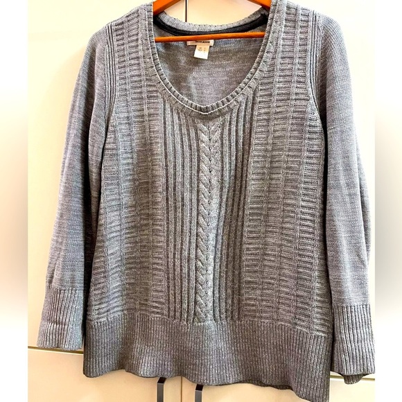 DKNY Jeans Women Pullover Sweater Knit Top Size Large Grey Cotton Blend Sz L - Picture 1 of 3